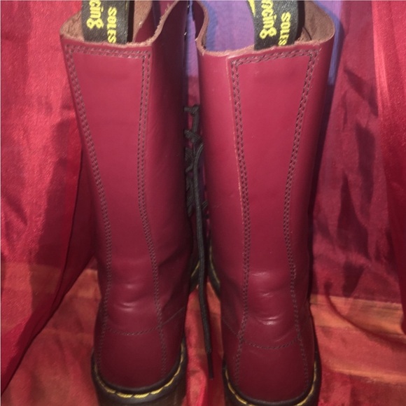 Dr. Martens Burgundy Lace Up Boots - Picture 12 of 14